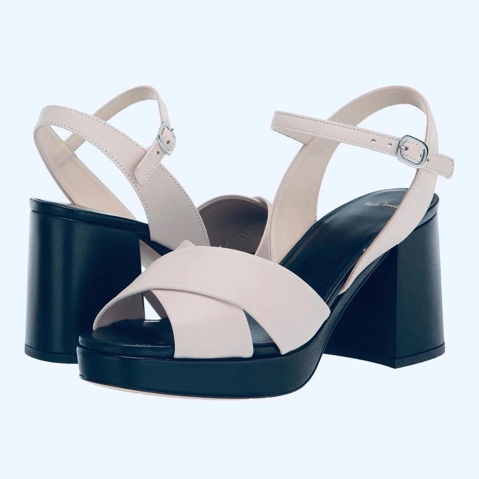 Paul Smith Poppy - Platform Sandals Block Heel Ankle Strap Off White Size 40